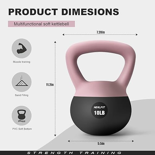 Miniatura 2 de Pesa rusa suave de 5 libras10 libras15 libras20 libras25 libras, pesas rusas suaves, agarre antideslizante, peso para entrenamiento de fuerza en el