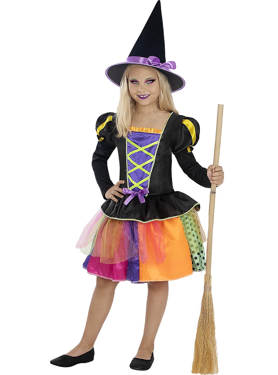 Déguisement Sorcière Funidelia Pour Fille - Robe, Chapeau, Sac Et Baguette - Taille 5-6 Ans