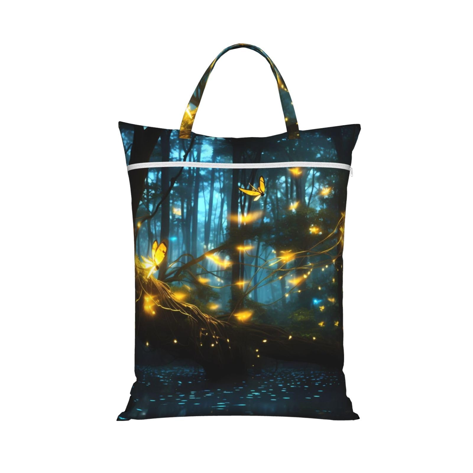 Fireflies Travel Laundry Bag With Zipper Dirty Clothes Bag Water Resistant Laundry Storage Sack Portable Organizer For Travel Beach School Camping Gym