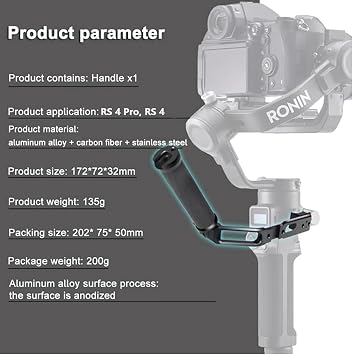 RS 4 Pro/RS 4 Handle Sling Handle Compatible with DJI RS 4 Pro/DJI RS 4 Head Handle Stabilizer Handle Mounting Hardware