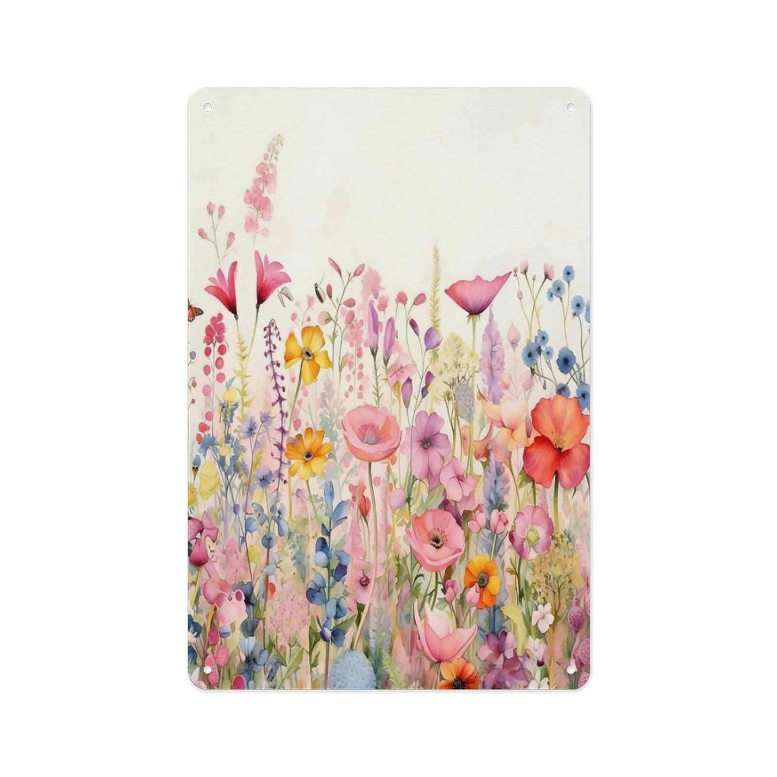 Fekiloot Style Butterfly Garden In Watercolor Wall Decor Metal Signs Tin Signs Poster