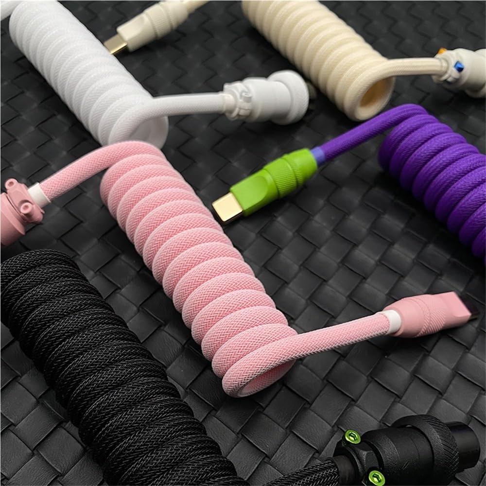 Mini Custom Coiled Keyboard Cable, 8K Double-Sleeved Cable for 40% 60% Wooting Magnetic Mechanical Keyboard(Gray) image 4