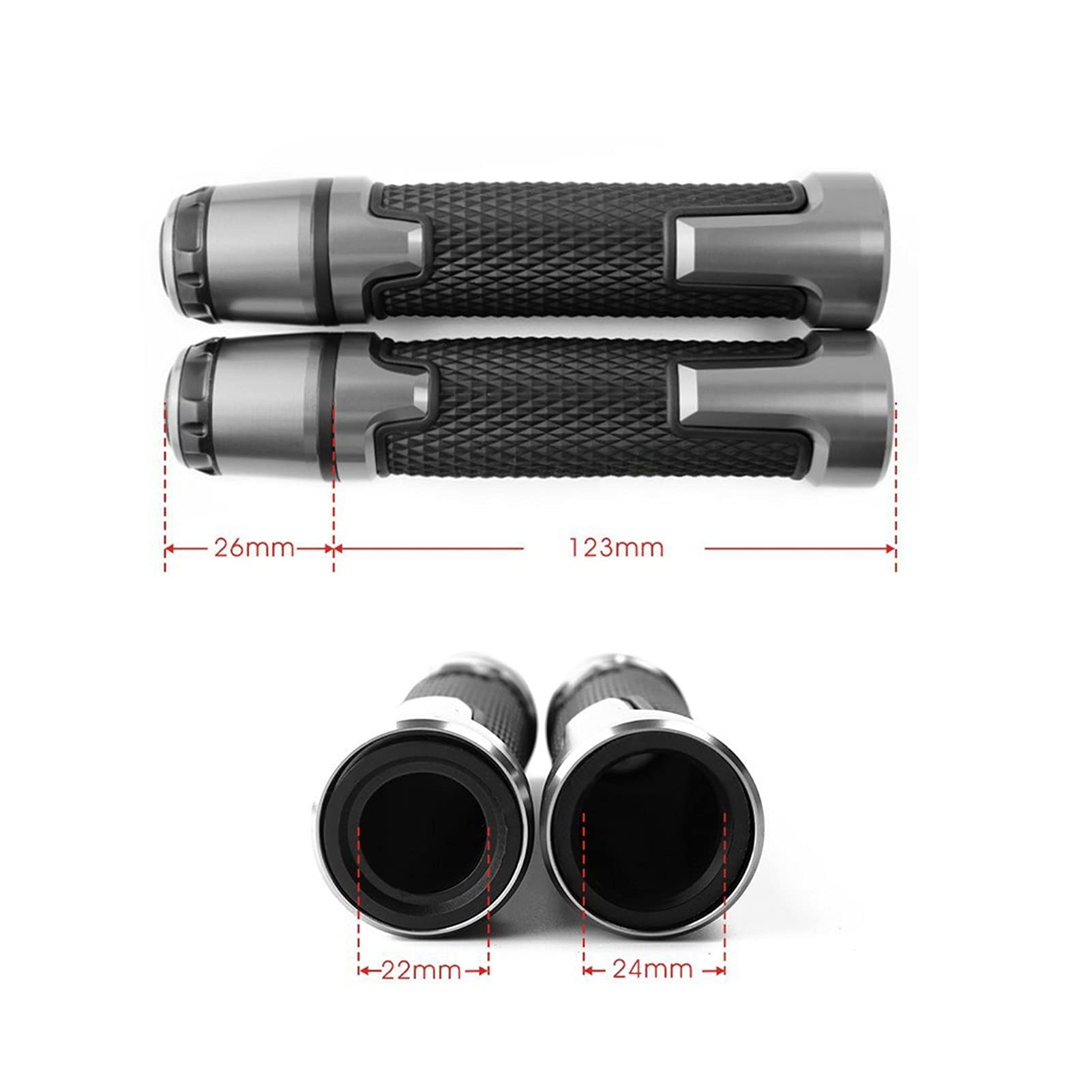 Motorradgriffe 7/8"22mm Motorrad CNC Aluminium Lenker Griff Lenker Für Kawasaki NINJA650 Ninja 250R 300R 250 400 1000 2008-2019 2018 2017 (Color : 1)