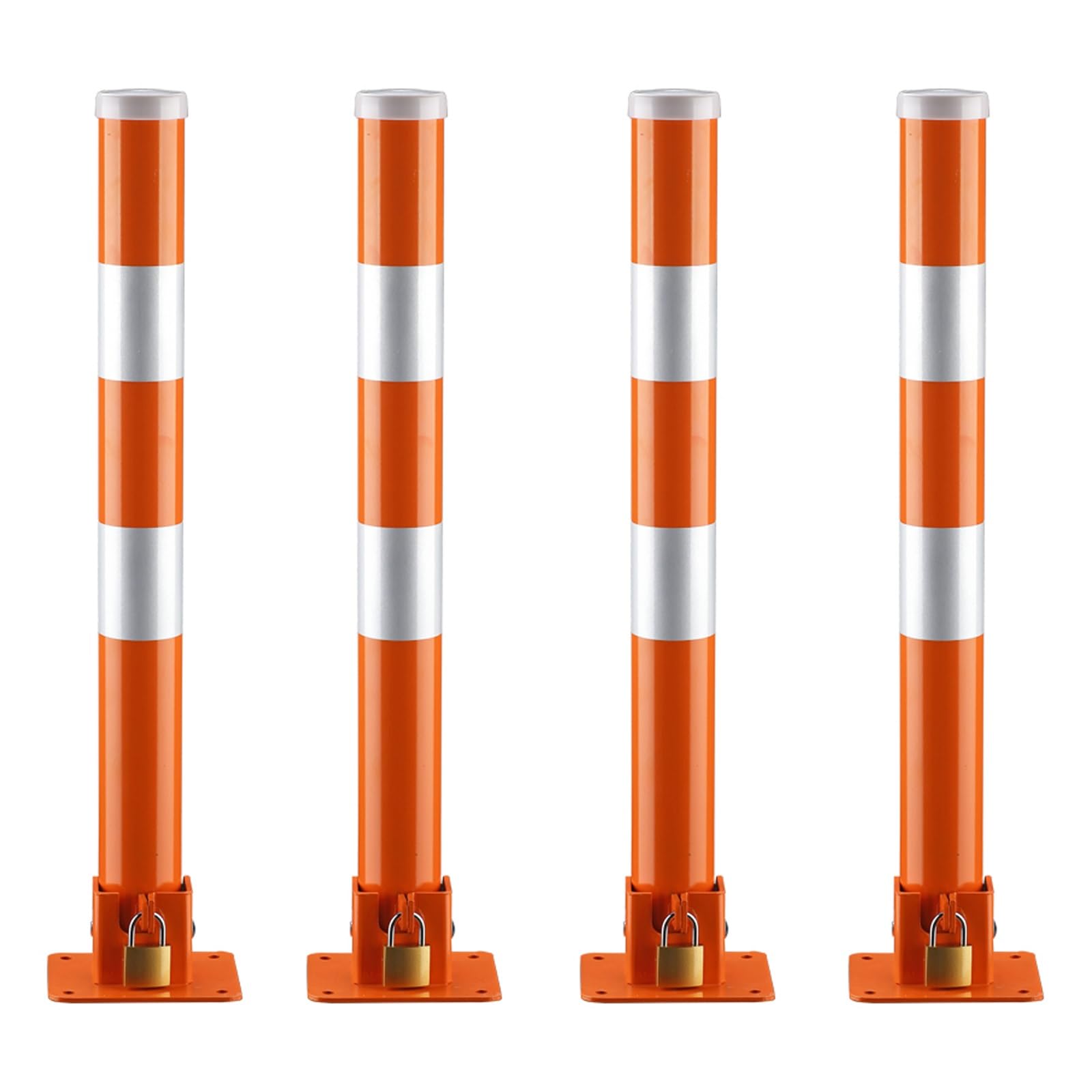 MOKLYF Safety Bollard Post, Parking Post, Crash Column Safety Warning Column, Parking Blocker for Driveway Parking Poletraffic Control, Caution Cone (Orange(4pcs))