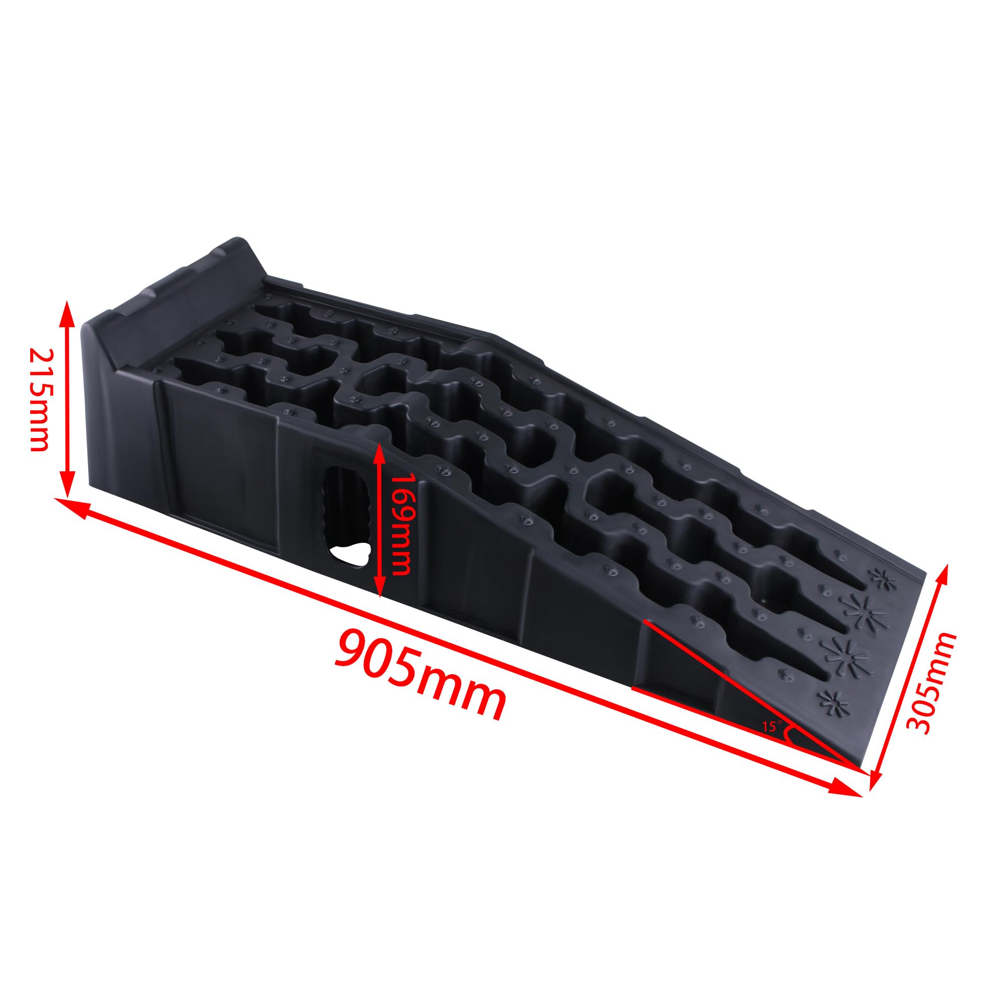 2 Stück Kunststoff Auffahrrampe 905 x 305 x 215 mm, Stufenkeil GT-15P mit 6 t Tragkraft, Auffahrkeil, Auffahrrampe PKW Hebebühne Auto Auffahrkeile KFZ Rampe, Hebebühne für Wohnmobil