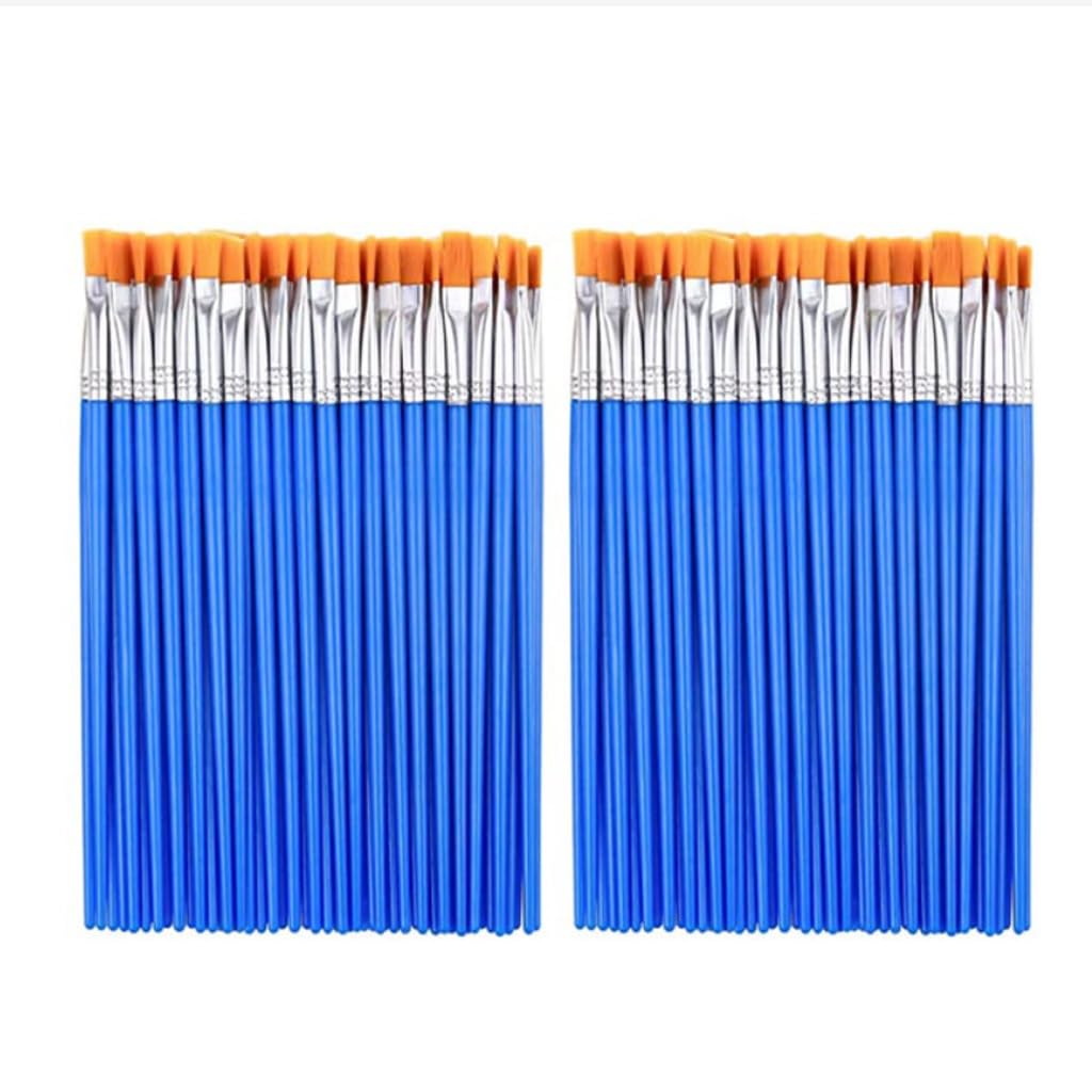 100-Teiliges Pinselset Für Acryl-, Gouache-, Flach-, Rund- Und Spitzpinsel, Bastel-, Aquarell- Und Ölmalerei(Blau-Mix)