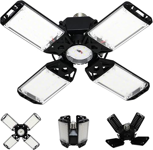 Miniatura 12 de Luz LED para garaje, 80 W, 8000 lúmenes, luces de techo con 3 paneles ajustables, lámpara LED de 6500 K, luz blanca de día, luces LED para garaje