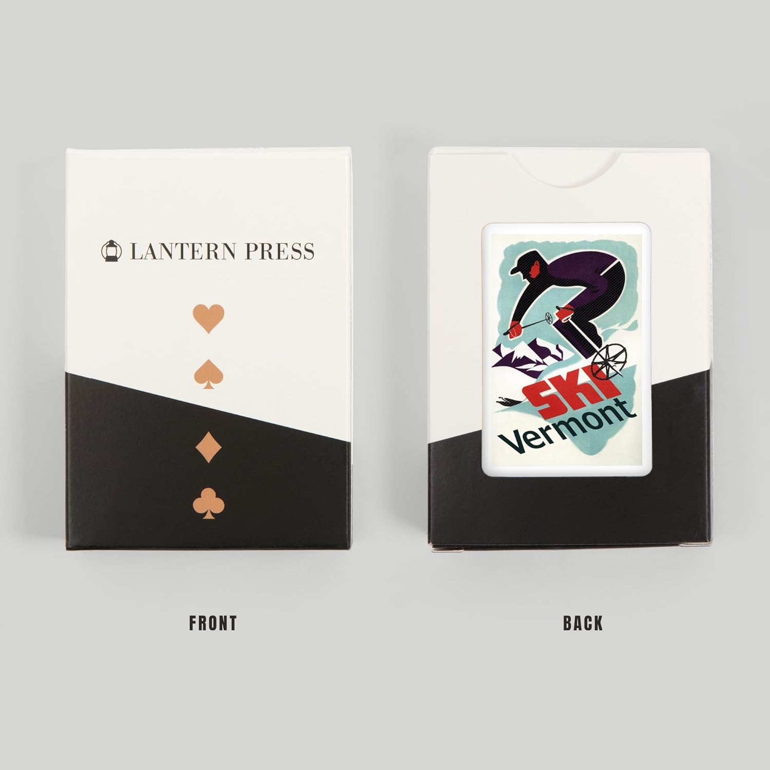 Lantern Press Ski Vermont, Retro Skier, 52 Playing Cards for Adults, Poker Size Card Deck