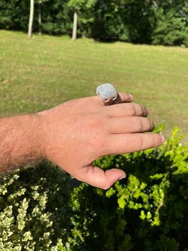 Men's Moissanite Huge Iced Hip Hop Ring - 4.5Ct Vvs D Moissanite Stones - Huge Ring 20 Grams Sizes 7-13 - Large Mens Pinky Ring (10) #TOP2