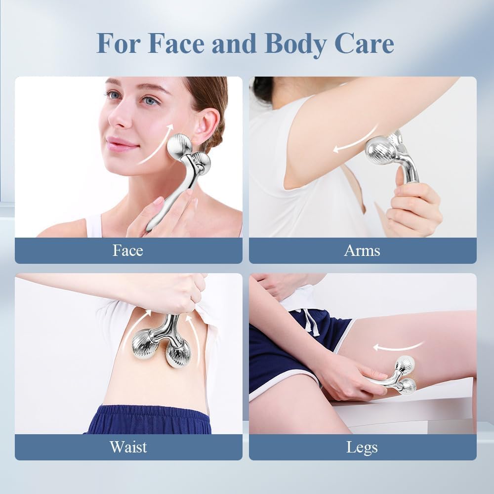 Manual 3D Face Massager for Glowing Skin | Women's Self-Care Beauty Device for Skin Tightening and Lift | Dual-purpose Facial Roller & Body Massage Tool 6 61r RJEVinL. SL1000