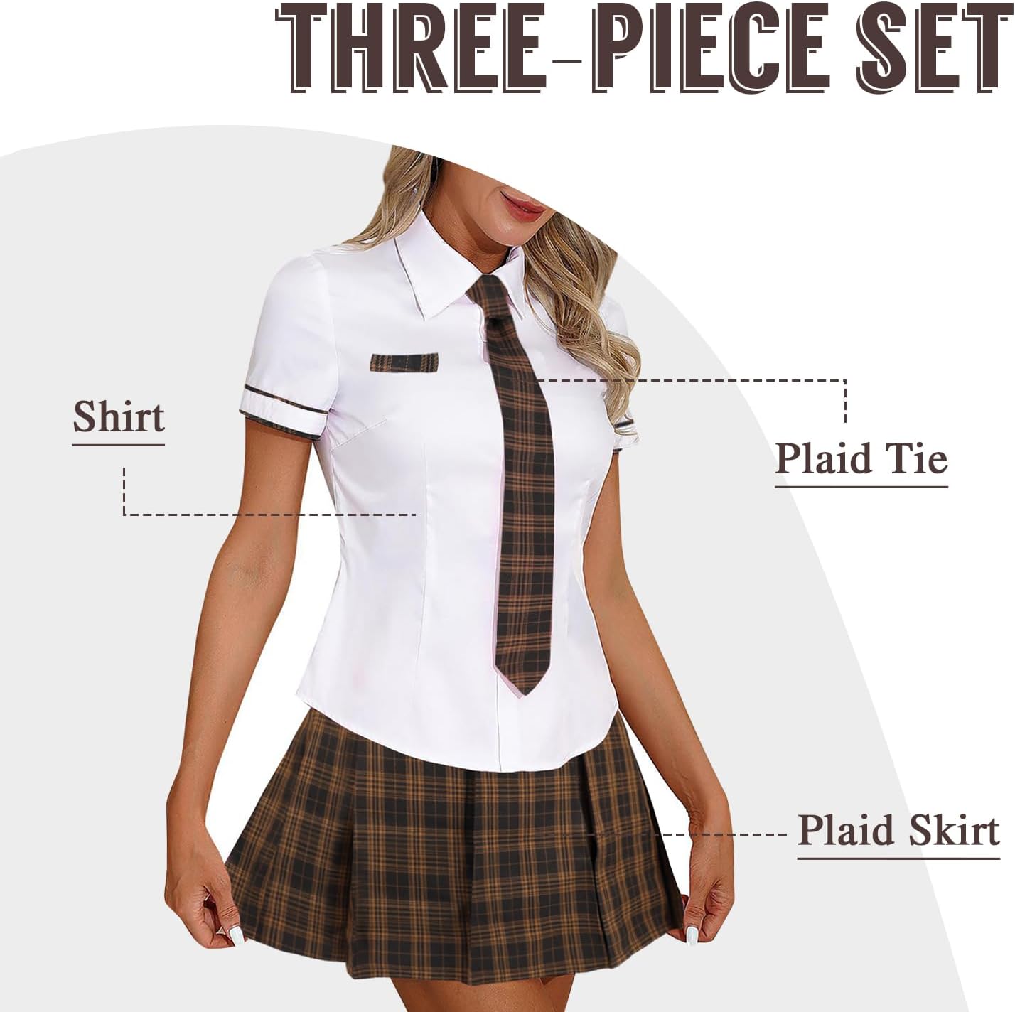 Women Schoolgirl Lingerie Roleplay Set Sexy Student Costumes Mini Tartan Skirt Cosplay Costume Ladies Sets - Image 5