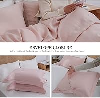 Vista 4 de Simple&Opulence Juego de funda de edredón 100% lino, 2 piezas, estilo básico, lino lavado francés, color sólido, suave, transpirable, con cierre