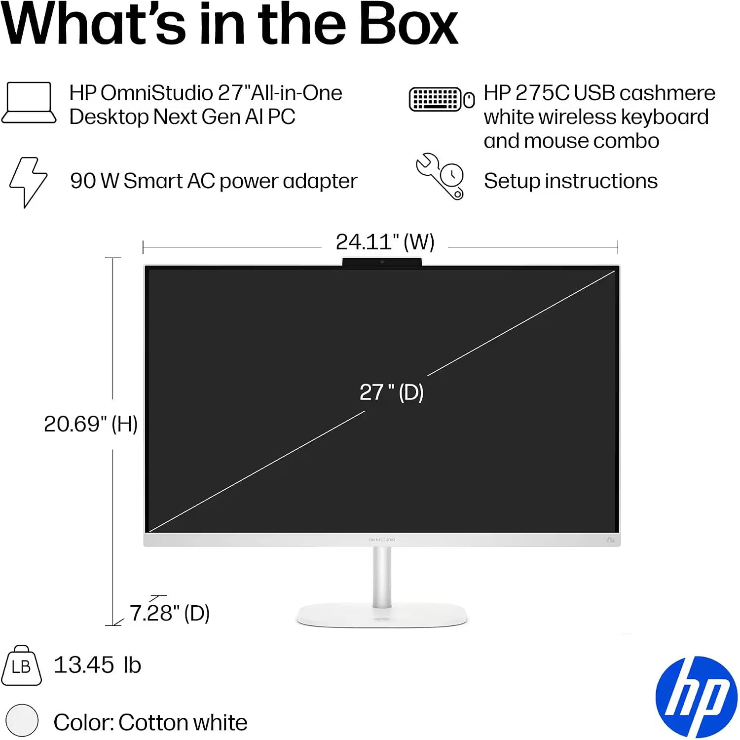  OmniStudio 27" Touch All-in-One Desktop Computer, 32 GB RAM, 1 TB SSD | FHD Touchscreen IPS, Intel Core Ultra 7 355, Wi-Fi 7, Bluetooth 6.0, Copilot+ PC, Windows 11 Pro, Wireless KB & Mouse thumbnail