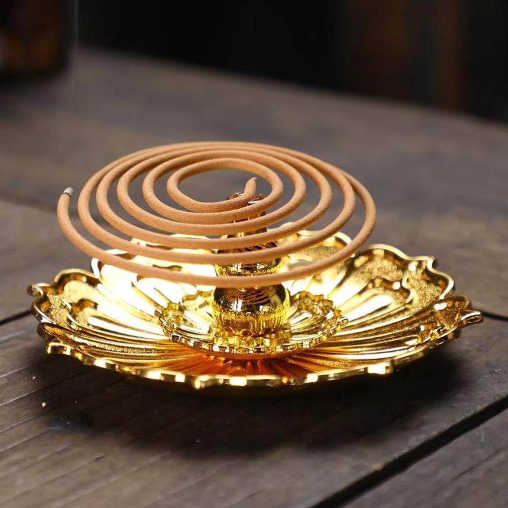 LamDawn Updated Version 3-in-1 Incense Burner Incense Stick Holder for Use with Resin Granular Powder Cone or Coil Incense (Golden, Magnetism)