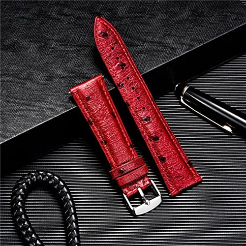 Chlikeyi Watchband Ostrich Pattern Genuine Leather Strap 18-22 mm Quick Release Watch Accessories, Black, 18 mm - Image 2
