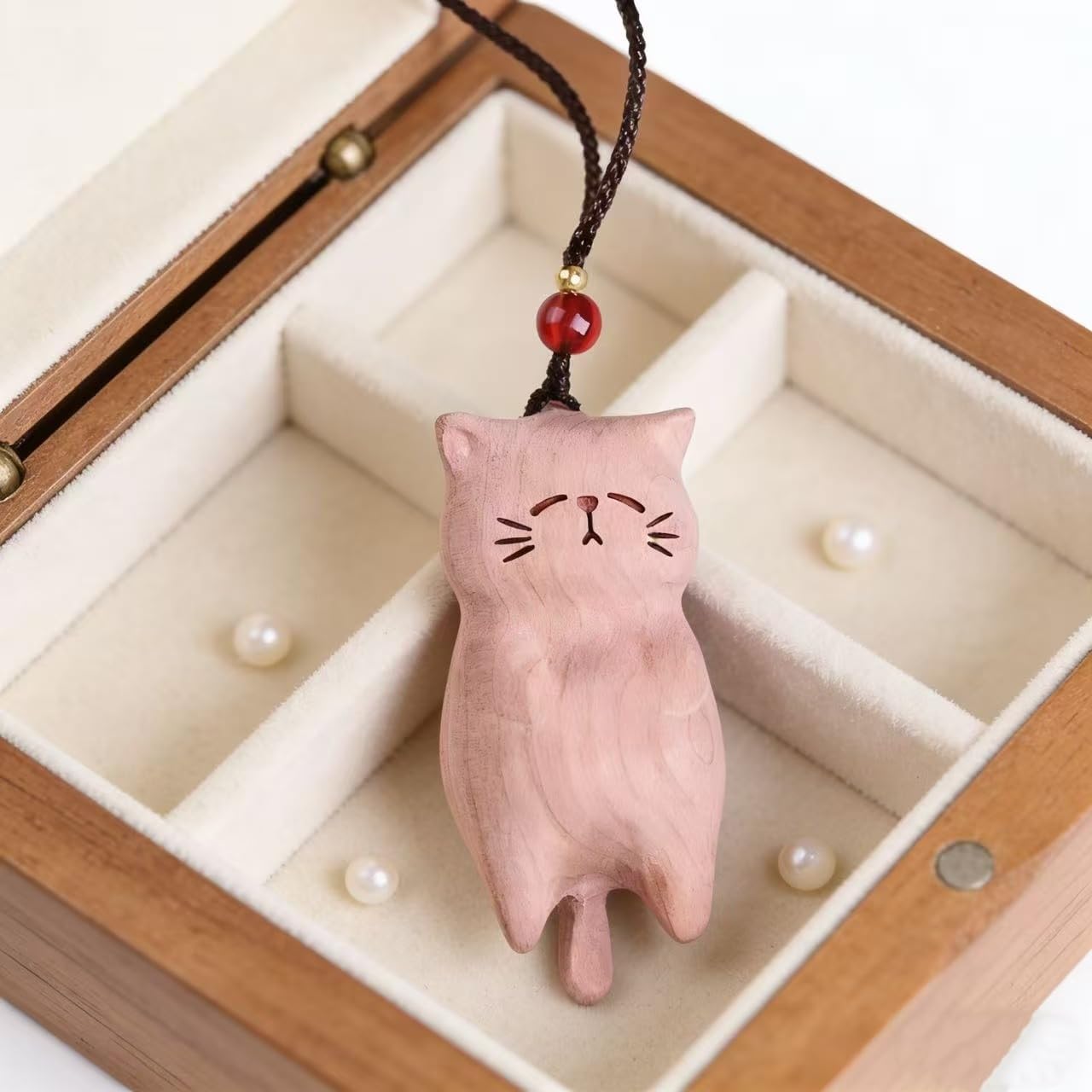 Beech Wood Lazy Dog Tassel Hanging Ornament – Natural Wooden Dog Pendant for Bags, Keys Decoration Cute Animal Charm with Gift Box, Birthday for Pet Lovers