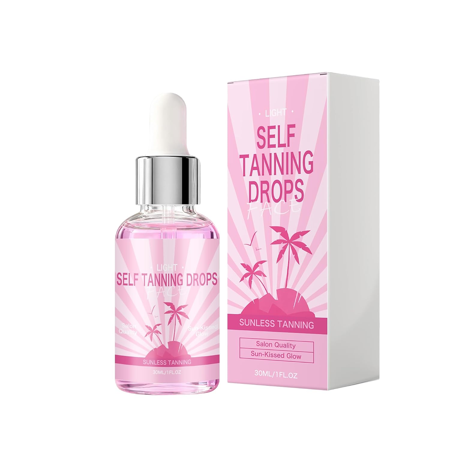 Face Tanning Drops – Self Tanner for Face & Body, Buildable Medium Glow, Fake Tan Drops with Coconut Oil, Streak-Free Sunless Tanner 30ml