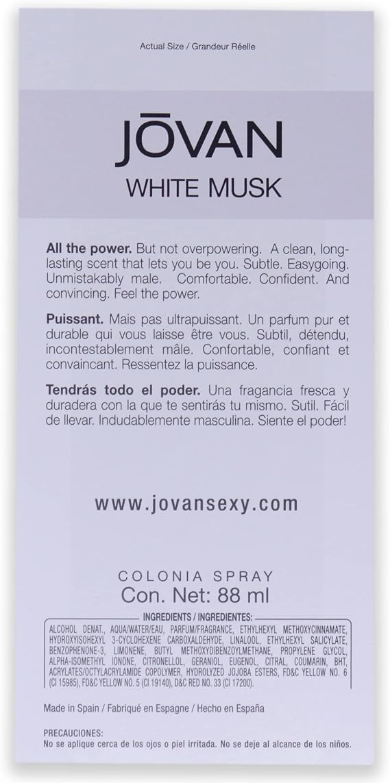 Jovan White Musk Mens Edc Spray 88ml