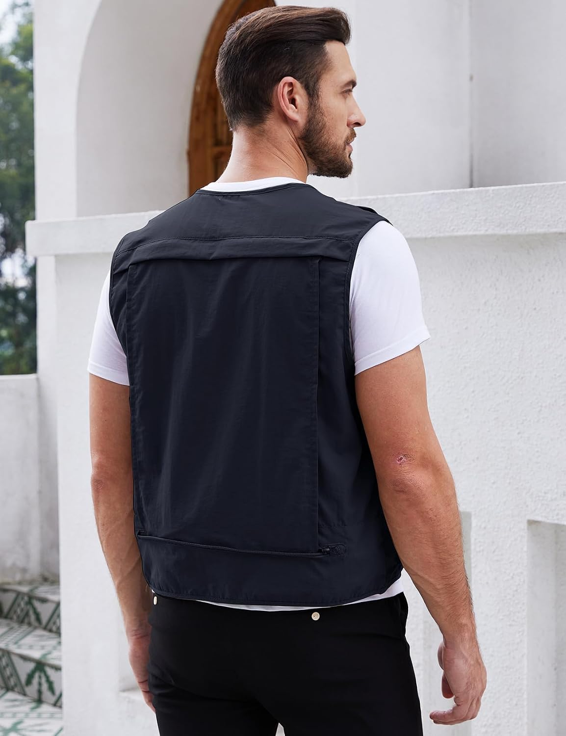 Gihuo Men's Utility Fishing Vest Lightweight Outdoor Work Safari Travel Cargo Vest with Multi-Pockets