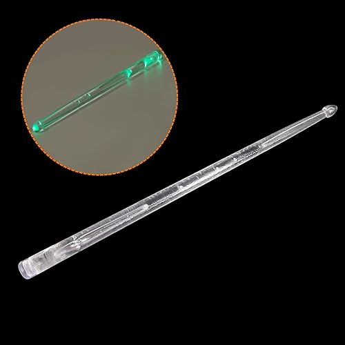 Miniatura 5 de PATIKIL Bastón de batería de plástico brillante con luz LED 5A para adultos, baterista, ejercicio musical, verde, 1 par