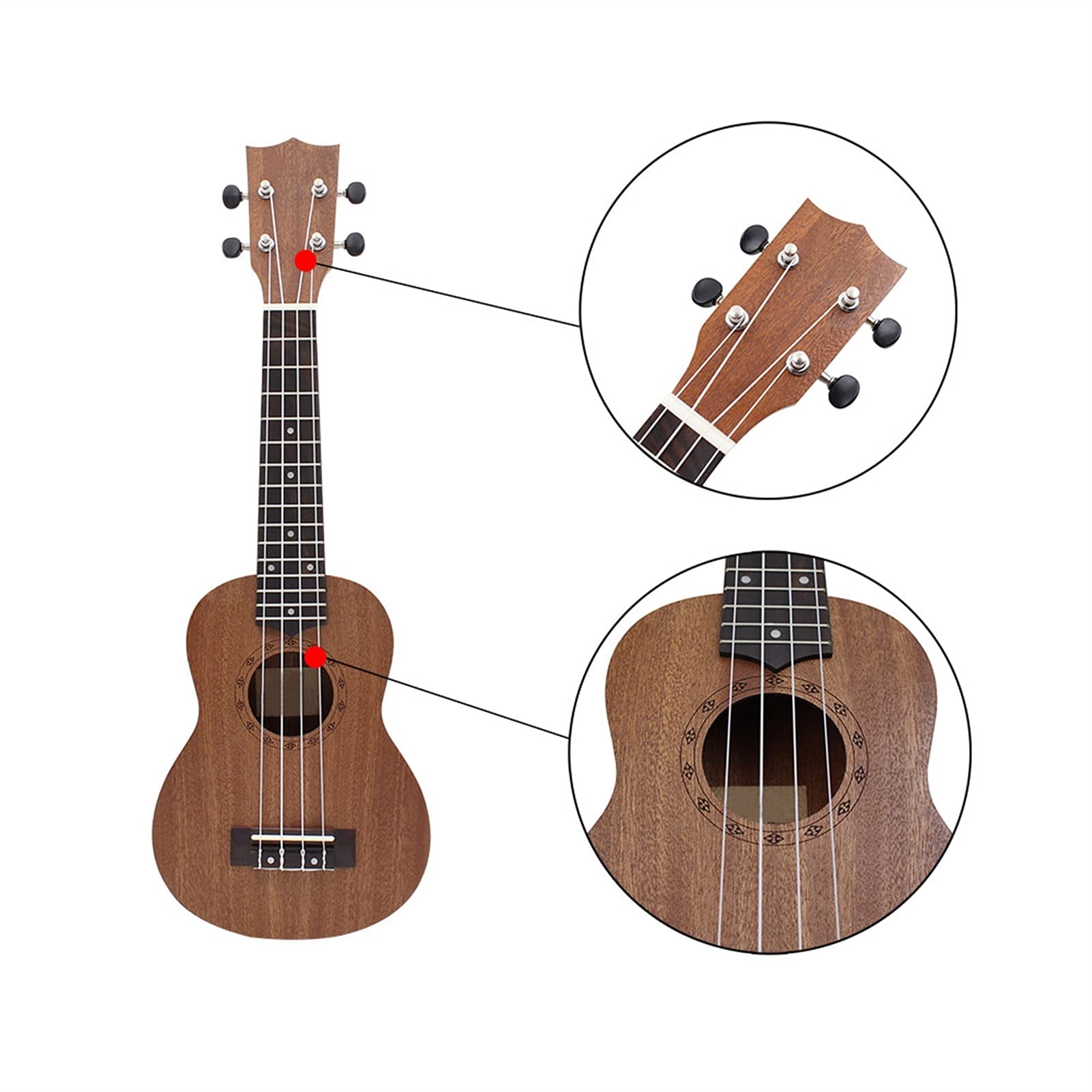 Ukulele Bausatz Konzert-Ukulele 21" Ukulele Kit Akustische Ukulele Holzsopraner Ukellee Mahagoni Holz Carbon String Mit Gepolstertem Tragetasche Saiten Strap Tuner