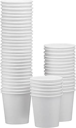 NYHI Paquete de 100 tazas de café desechables de papel blanco de 16 onzas, tazas de café frías y calientes, para jugo de agua, té espresso, ideal