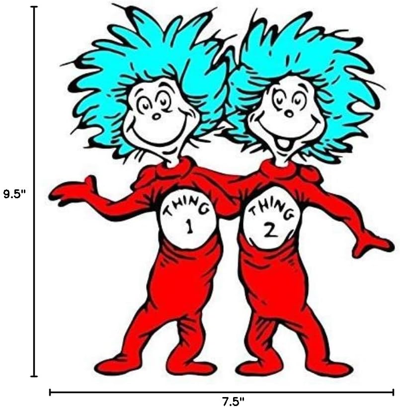 Dr Seuss Thing 1 Thing 2 Edible Icing Image Photo Cake Topper Sheet Birthday Party Baby Shower - 1/4 Sheet - 78189 by Sweet Cakes,Red