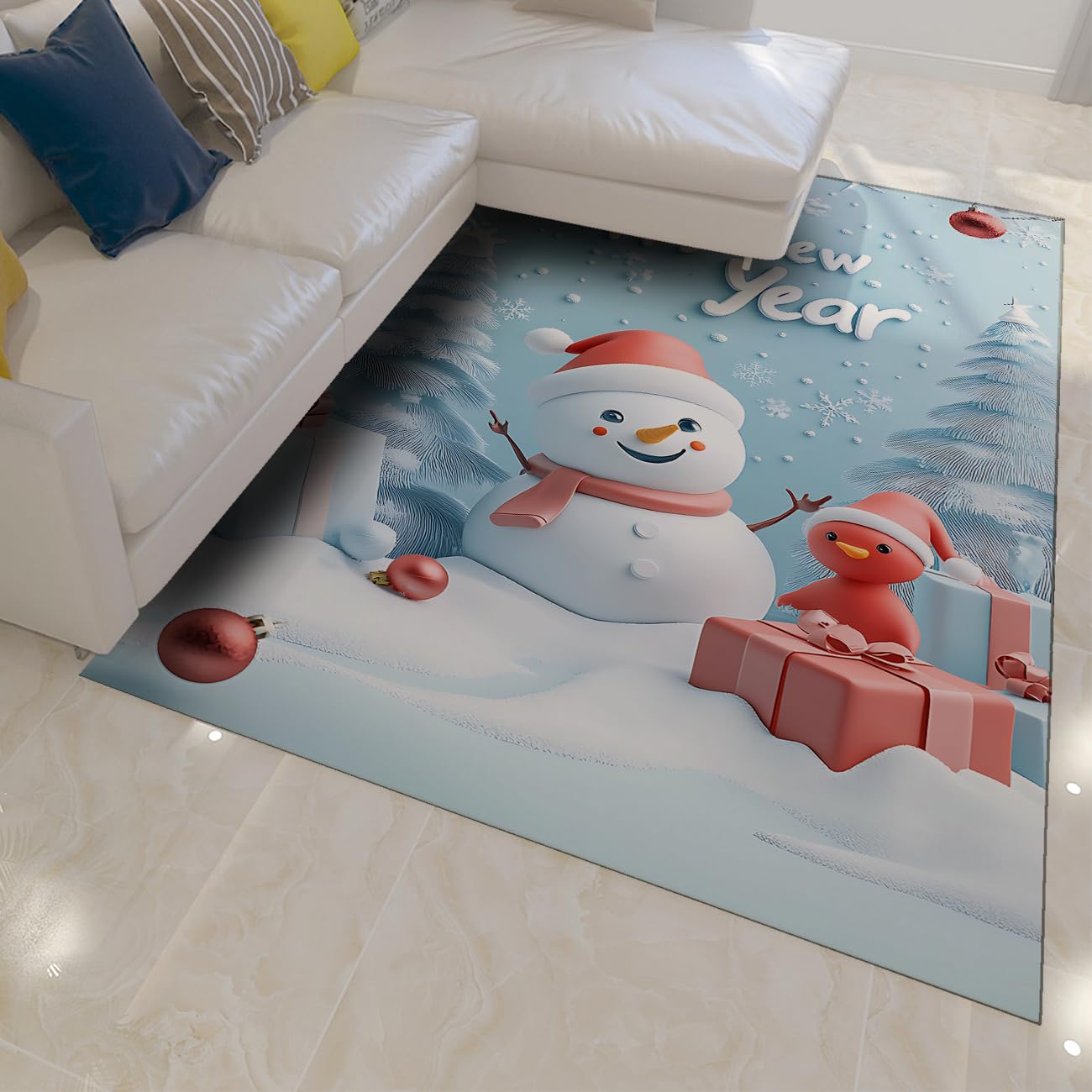 Tapis lavable fin Noël 100x150cm pour éviter les glissades dans le couloir