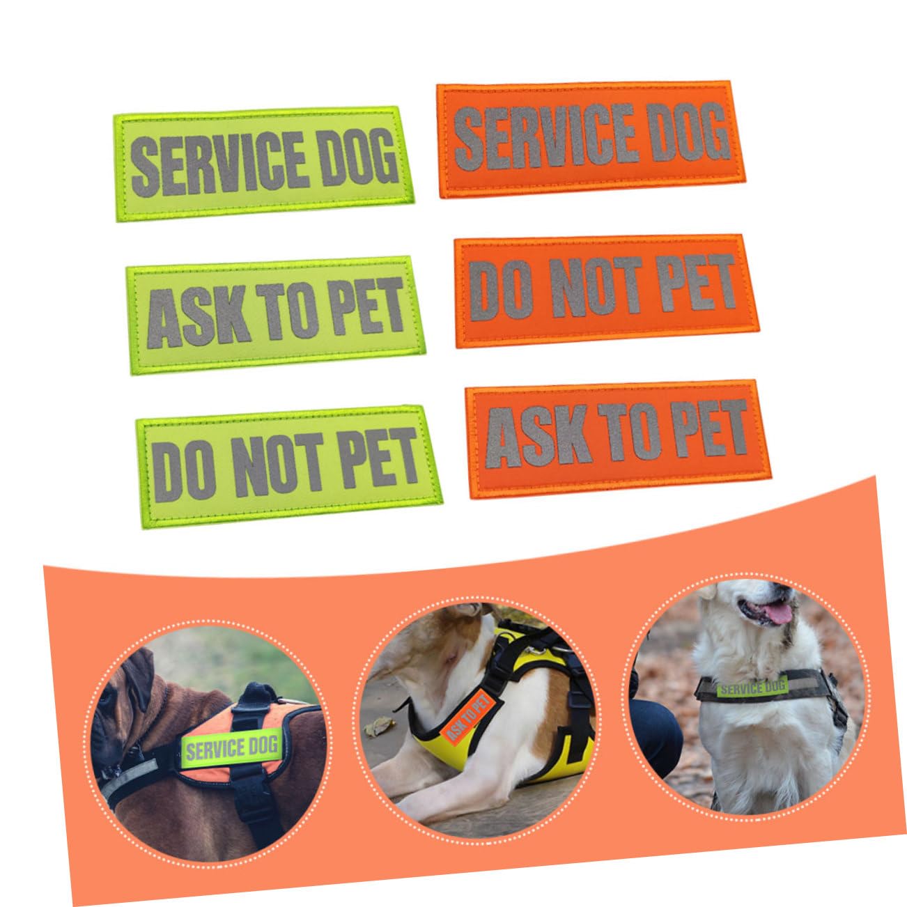 Toddmomy 30piezas Parche Reflectante para Arnés De Perro De Servicio Decorativos y Prácticos Incluye Do Not Pet y Service Dog para Paseos Nocturnos