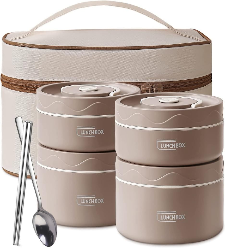 daiDokoro 4 Insulated Container Lunch Box Set with Thermal Bag & Cutlery for Students/Office/College/Picnic - (Brown, 2500 ML) (B0CXY8Y9RF) Amazon Price History, Amazon Price Tracker