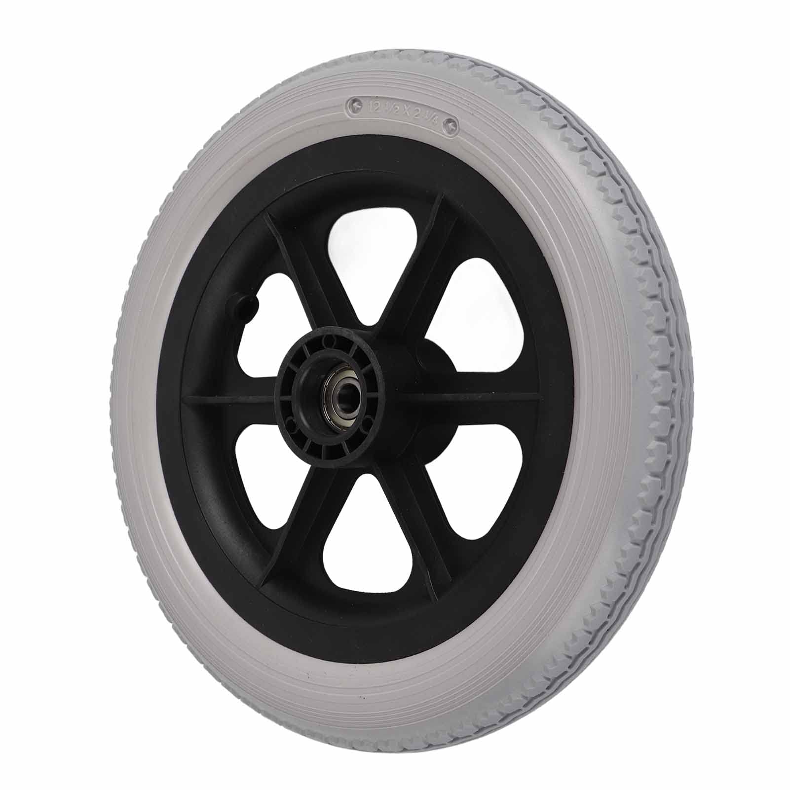 Wheelchair Wheels, Rueda para Silla de Ruedas 12in Poliuretano Antideslizante Infarctate Rueda Trasera Neumático Sólido para Reemplazo(Rueda Trasera Silla de Ruedas 12 Pulgadas - Rueda Gris)