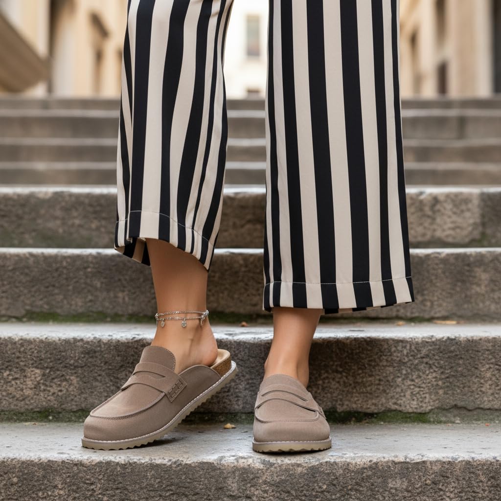 CUSHIONAIRE Zola Women’s Penny Clog Mule – Suede Slip-On with Memory Foam, Cork Footbed & Flexible Outsole - Image 7