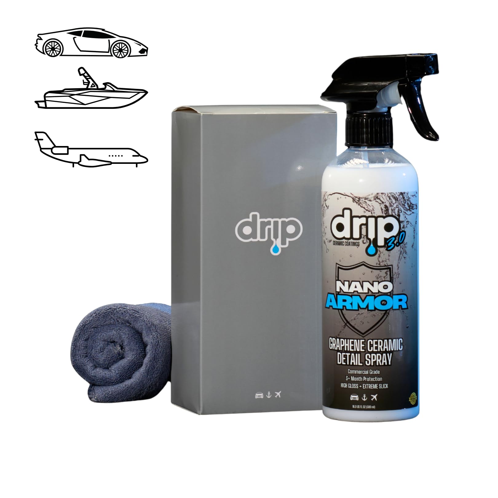 DRIP Graphene Ceramic Detail Spray KIT - Auto, Marine, Aircraft, RV - Protect and Shine