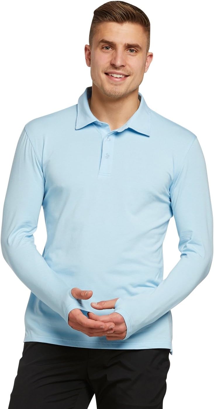 Amazon Com Solbari Upf 50 Men S Sun Protection Long Sleeve Polo Shirt Large Blue Uv Protection Sun Protective Clothing Shoes Jewelry