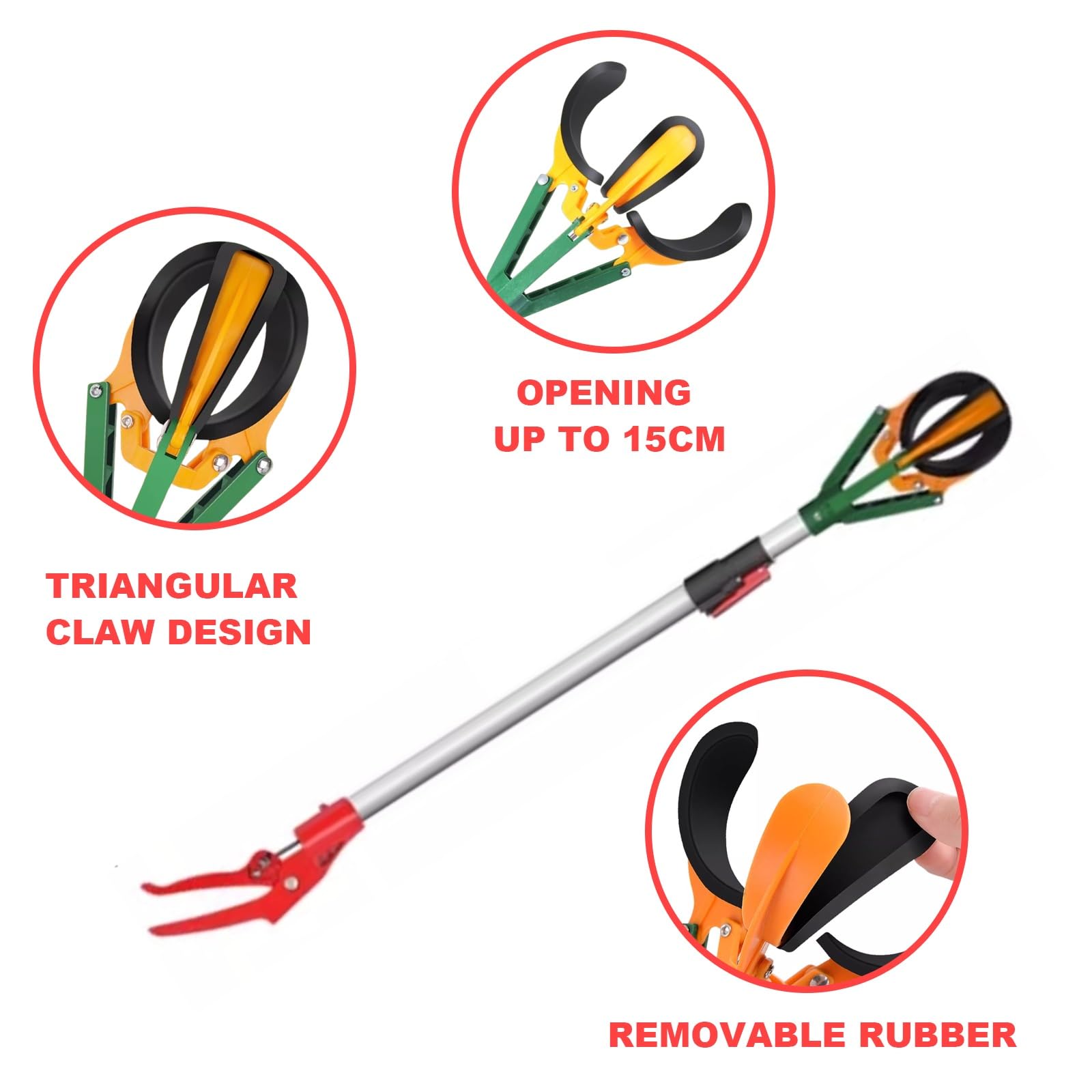 Asta per la Raccolta della Frutta, Raccoglifrutta Estensibile Regolabile 39"-59", raccoglifrutta Multifunzione con Copertura Antiscivolo, Asta for Arance, pere, Limoni