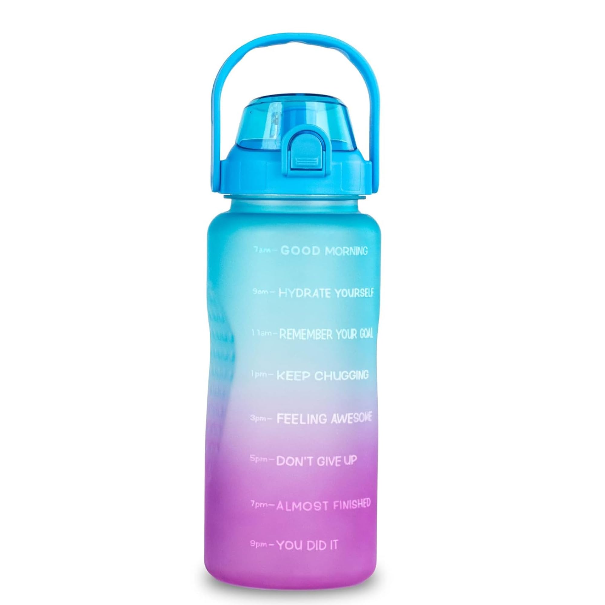 2 Litre Motivational Water Bottle - Tritan Plastic Water Bottle with Sipper for Gym and Office (Blue Fuscia)-image-12