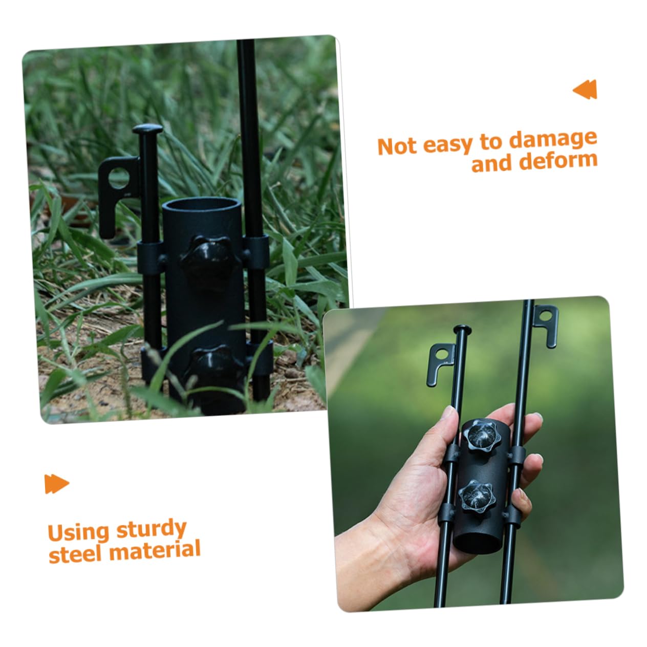 INOOMP 4 Set Sky Stand Fixer da Sole al di Fuori Prato Spiaggia di Grandi Dimensioni Porta Palo da Esterno Porta Canna da Regolabile Porta Baldacchino Acciaio Nero 2 Pezzi*4