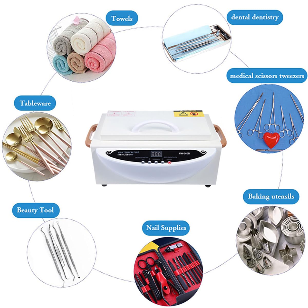 Sterylizator wysokotemperaturowy 220°C, przenośny sterylizator termiczny, sterylizator do paznokci z timerem, do medycyny, stomatologii, tatuażu, manicure