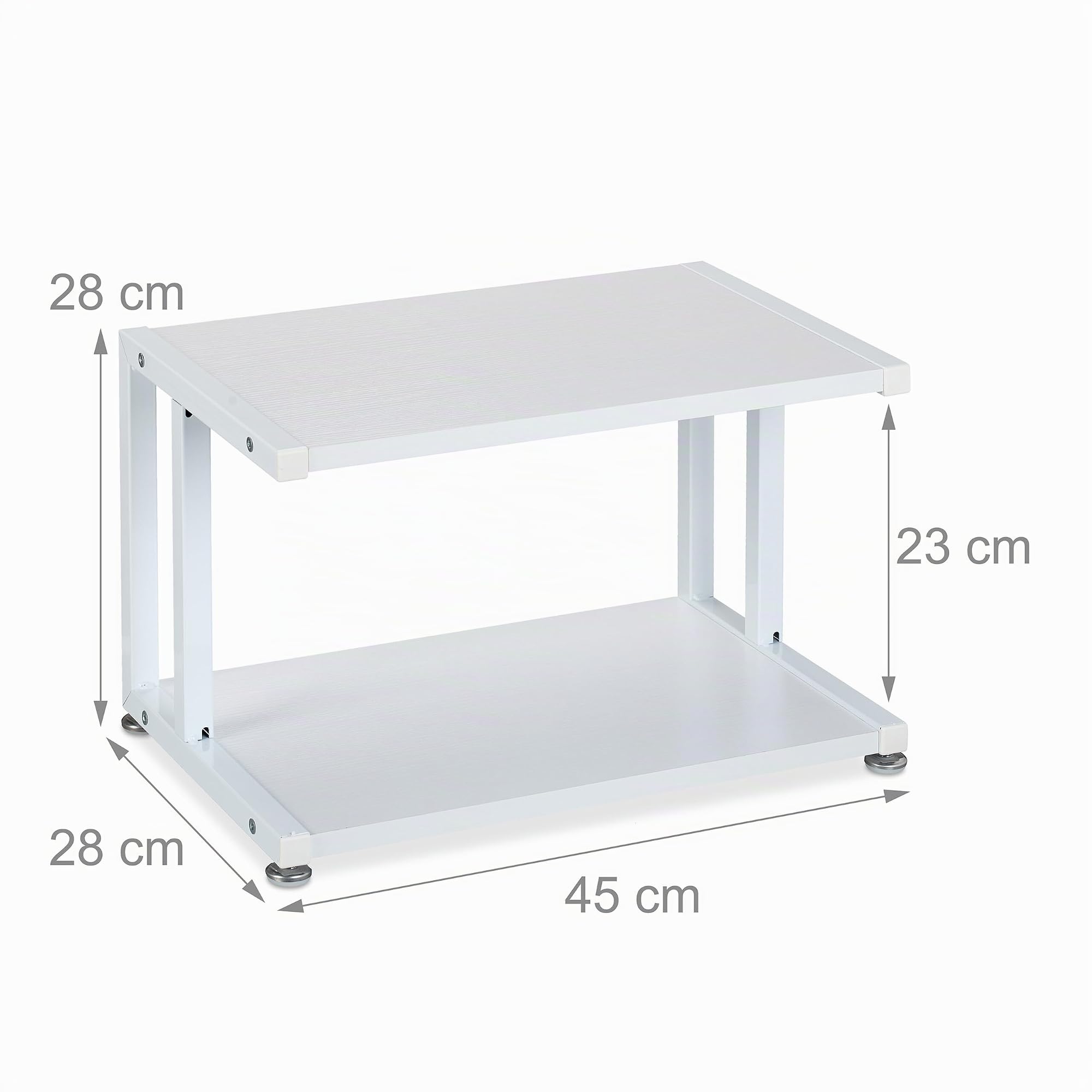 Relaxdays Soporte de Impresora, 2 Estantes, Organizador Escritorio para Fotocopiadora, 28 x 45 x 28 cm, Mesa, Blanco