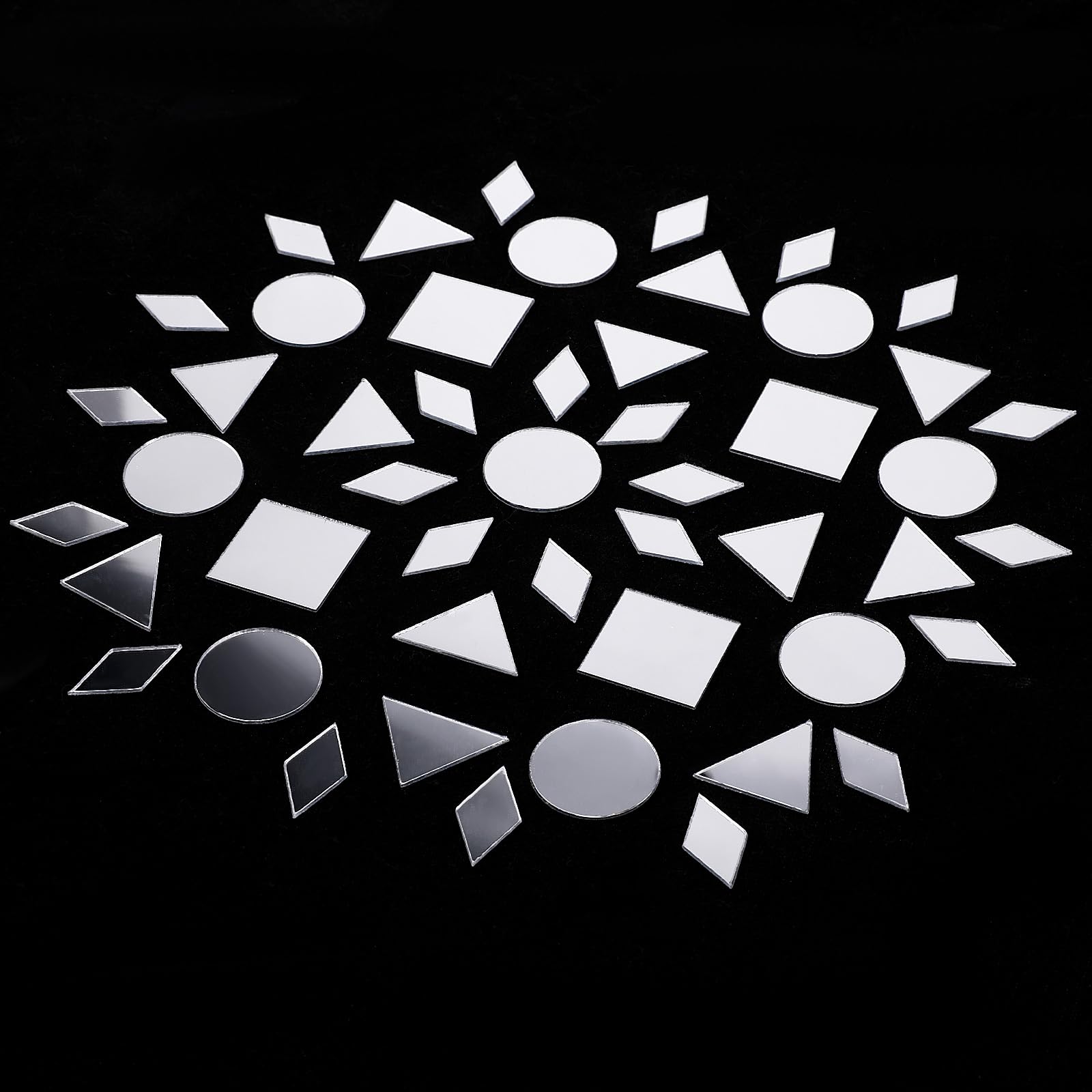 120 PCS 4 Shapes Mirrors for Crafts, 1 Inch Small Mirror Pieces for Crafts DIY Mini Mirror Mosaic Tiles Triangles/Squares/Rounds/Rhombus for Disco Ball Lamp Framing Decoration