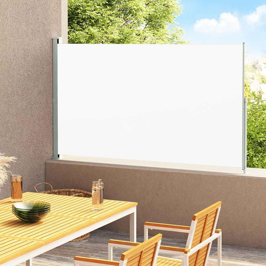 Tenda Laterale Estensibile per Esterno, 180x300 cm, Tessuto Poliestere UV+Acciaio, Frangivista Balcone e Separe da Giardino, Colore Crema, Retrazione Automatica
