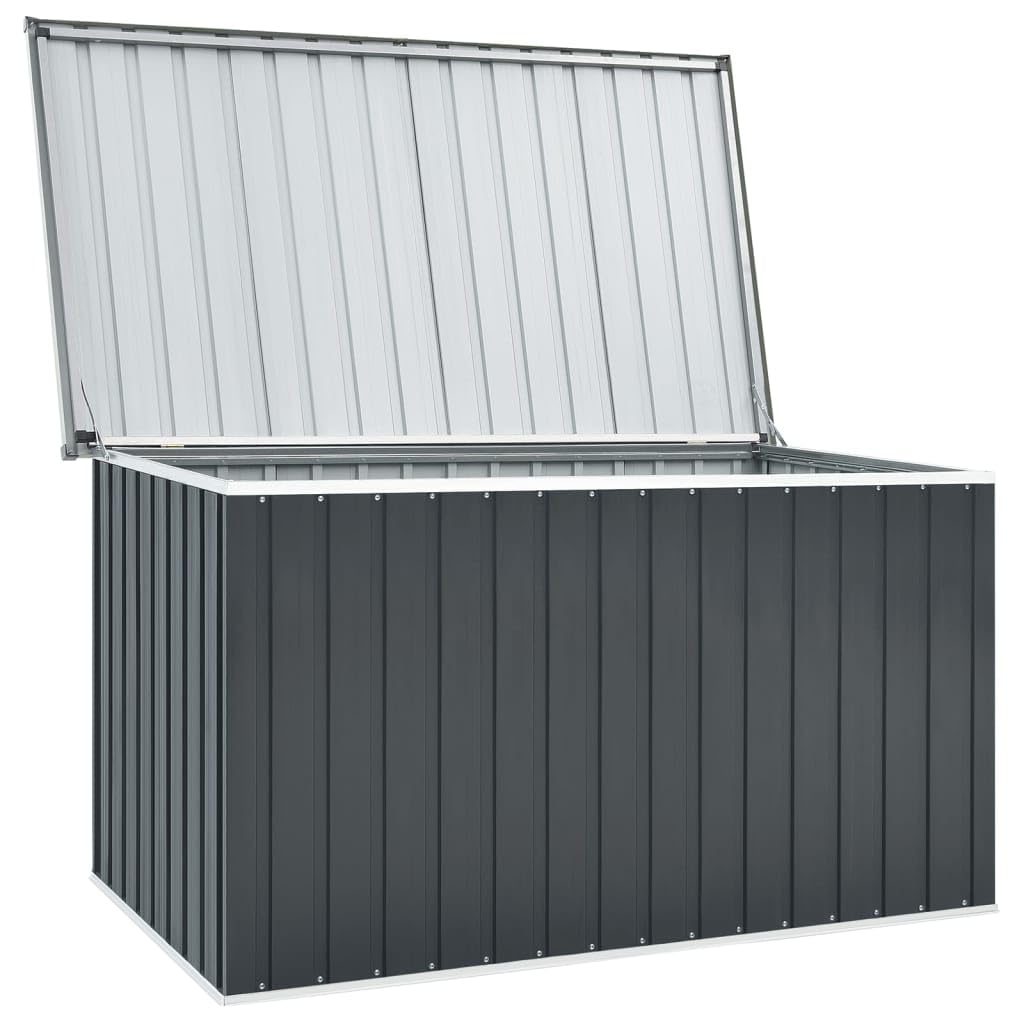 Gartenbox 171x99x93 cm Sitztruhe mit Stauraum Gartenmöbel Metall aus Stahl Deckboxen Metall Garten shedAuflagenbox Metall Storage Boxes Grau