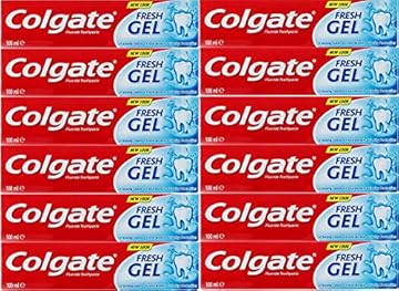 Colgate Fresh Gel Fluoride Toothpaste 100 Milliliter - Pack of 12 Tubes