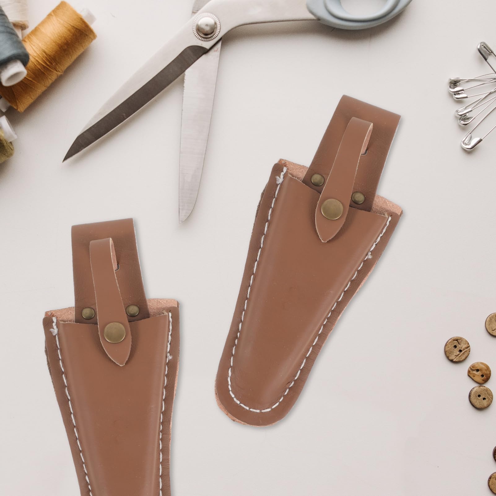Yardwe 8 Piezas Bolsa De Herramientas De Piel De Vacuno Con Juego De Tijeras Funda Podadora Vaina De Tijeras Funda Para Tijeras Caja De Tijeras De Podar Funda De Tijera Cuero