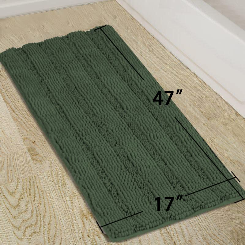 Image of Turquoize Bathroom Runner Rug 17 inchx47 inch, Soft Absorbent Chenille Bath Rug