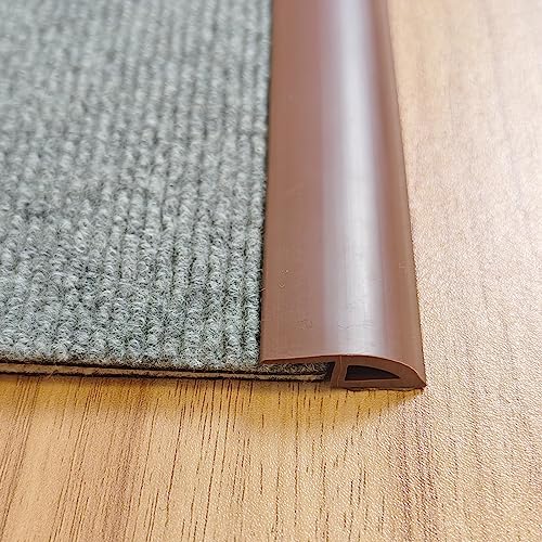 Zeyue 6.56Ft Floor Mats Edge Reducer,Carpet Tile Straight Edge Threshold Transition Strip,Hardwood Floor Edging Trim Vinyl,Beveled Edge Ramp Edge Guard For Use With 3/8" Thick Rubber Flooring Brown #TOP2