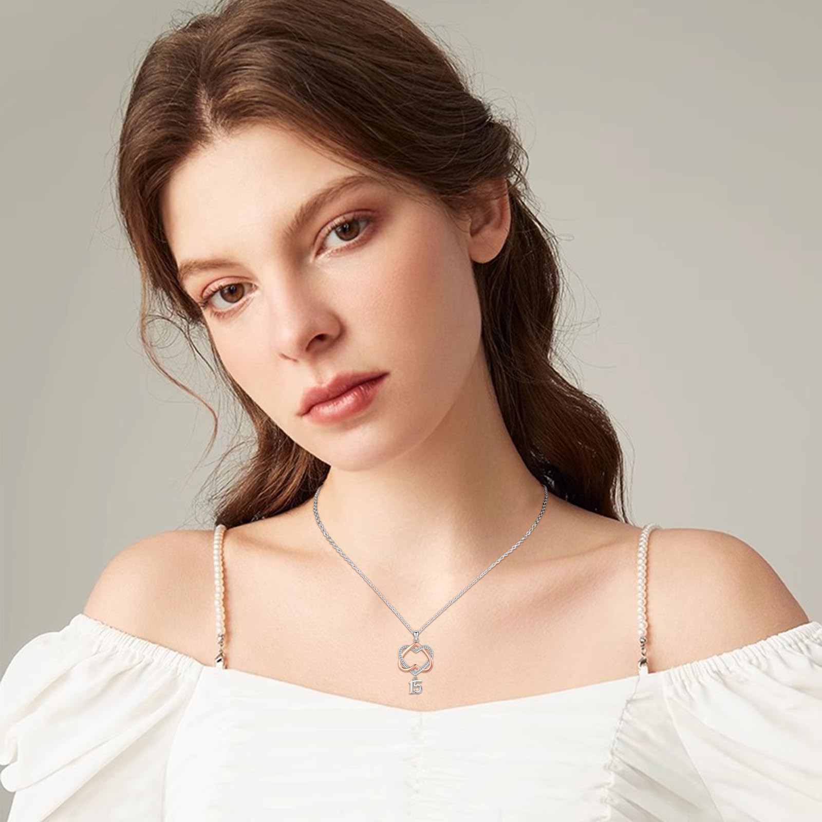 Regalos de cumpleaños número 15/15 regalos para niñas e hijas, collar de plata de ley 925 para mujer, novia, hermana, día de la madre, Navidad, aniversario, 21*33MM, Plata de ley, No es una
