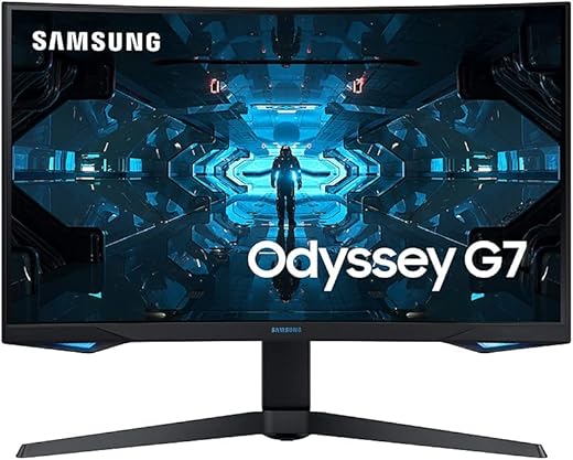 SAMSUNG 32” Odyssey G7 Series WQHD (2560x1440) Curved Gaming Monitor, 240Hz, 1ms,...