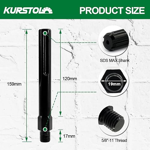 Miniatura 2 de Adaptador de broca de núcleo -58"-11 a SDS Max Diamond Hole Saw Broca Adaptador para taladro martillo o taladro eléctrico