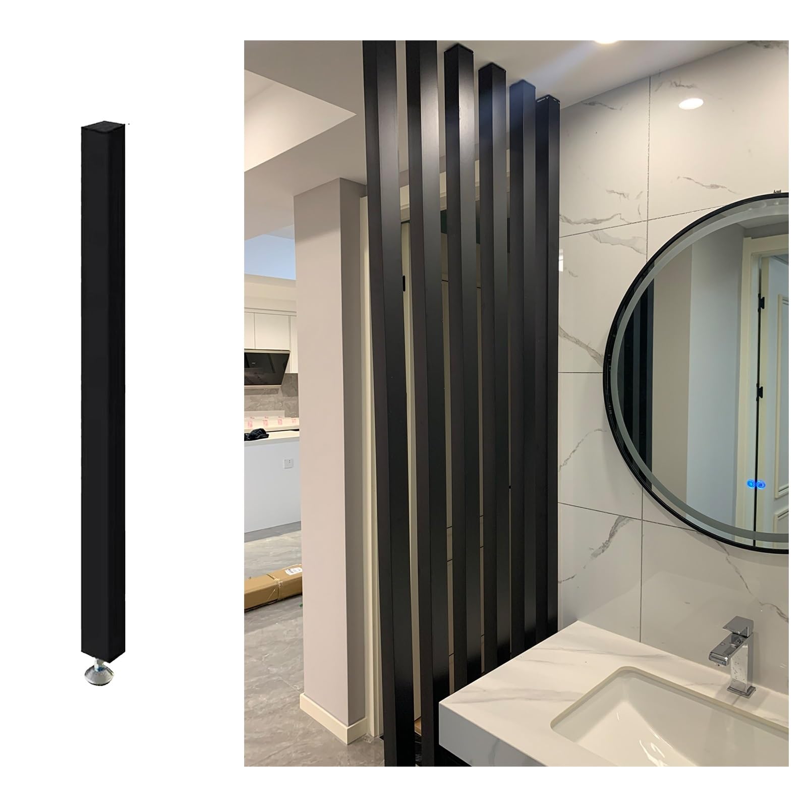 Freestanding aluminum Room Divider Screen,Bathroom Apartment Wall Partition Curtain/Partition Column Versatile Space Separator,DIY Room Divider,No Drill(8-pcs,195cm/76.7in/6.39ft)